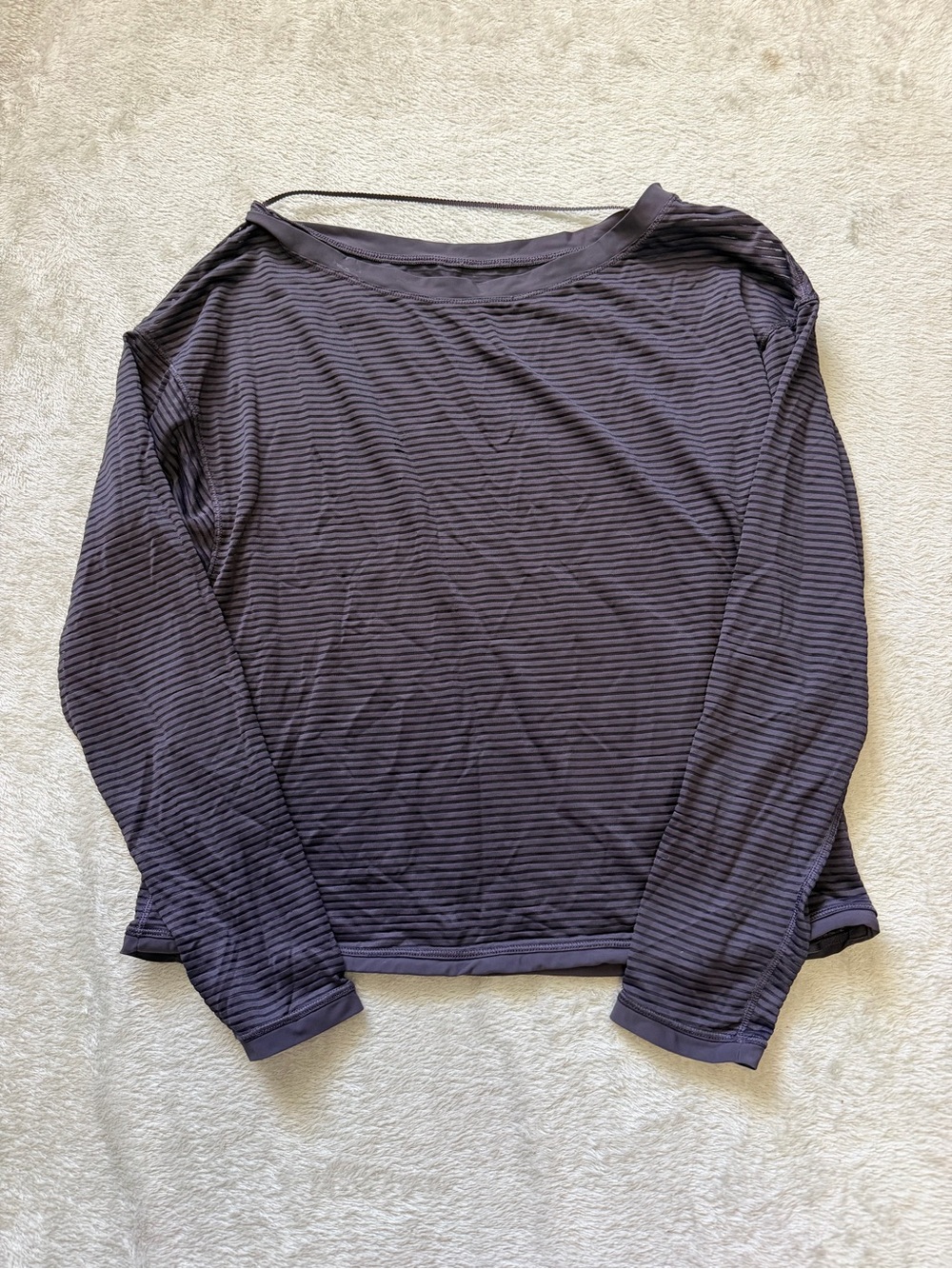 lululemon athletica Women's Long Sleeve Striped Boatneck Top - Deep Purple